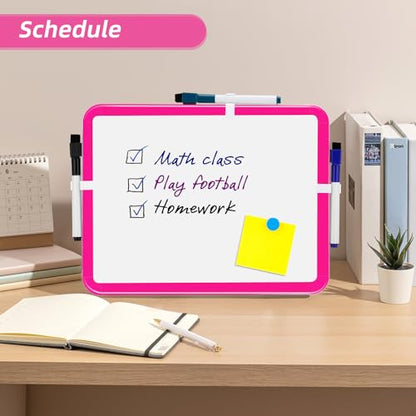 VUSIGN Small White Board Dry Erase, 8.5'' x 11'' Magnetic Dry Erase Board, Mini Whiteboard with Markers for Students, Fridge, Wall, Locker, Dark Pink - color: M- Dark Pink