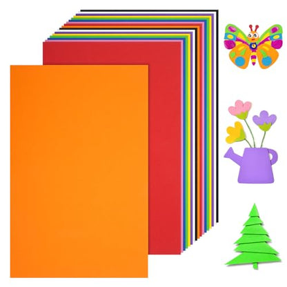 18 Sheets Foam Sheets, 9 Colors Eva Foam Paper 5.5 x 8.5 Inch, 2 mm Thick for Arts and Crafts School Project Scrapbooking DIY Cosplay