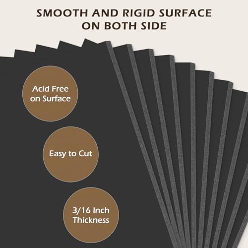 Golden State Art, Pack of 10, 3/16" Thick, 18x24 Black Foam Boards (18x24, Black) - color: Black, size: 18x24