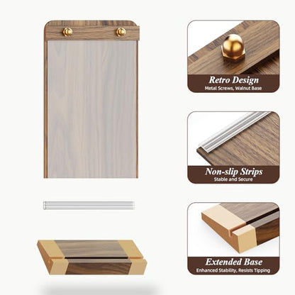 PPH-Sisy 4 Pack Acrylic Sign Holders 5x7 with Wood Base, Tabletop Display Sign Stand for Menu Flyer Poster, Clear Acrylic Paper Frame for Restaurant Coffee Shop Hotel Office Exhibition - size: 5x7-4 Pack