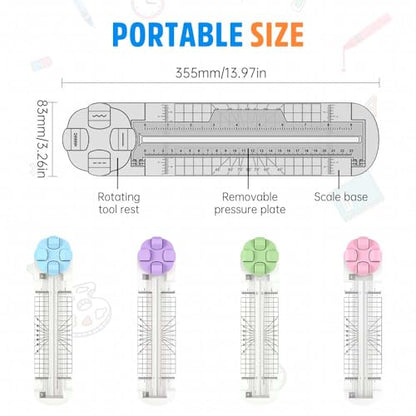 4-in-1 Portable Rotary Paper Cutter for Crafting, 4 in 1 Paper Cutter, 4-in-1 Multi-Function Paper Trimmer, Multi-Functional Bidirectional Papers Trimmer (Green-1PC) - color: Green-1pc