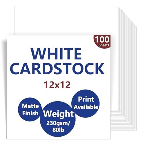 100 Sheets White Cardstock 12 x 12 80lb | Heavyweight White Card Stock Printer Paper | Ideal for Business Cards, Art Projects, Invitations and Printing - color: White, size: 12x12-100P