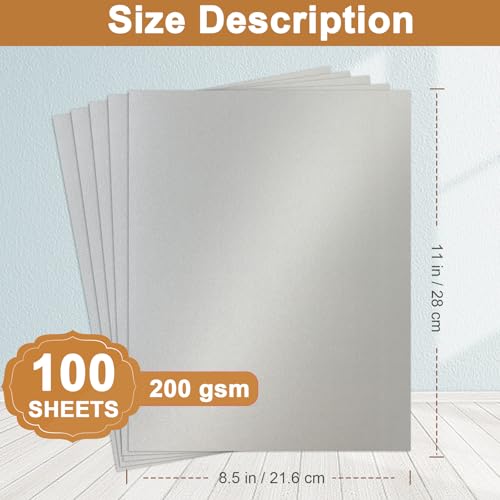 Silunkia 100 Sheets Silver Shimmer Cardstock 8.5 x 11 Crafts Paper, 200gsm/75lb Heavyweight Glossy Paper Card Stock for Office Printing, Business Cards, Wedding Invitations, Anniversary Card - color: Silver, size: 100 Sheets