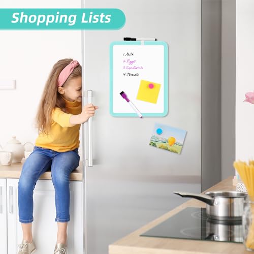 VUSIGN Small White Board Dry Erase, 8.5'' x 11'' Magnetic Dry Erase Board, Mini Whiteboard with Markers for Students, Fridge, Wall, Locker, Green - color: I-green