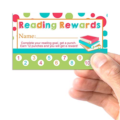 Reading Themed Reward or Prize Punch Cards for Parents & Kids,1 set of 10 3.5" X 2” Double Sided Cards by AmandaCreation - style: Reading