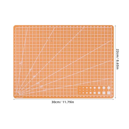 VILLCASE A4 Double-sided Cutting Mat for Crafts and Artist Carving, Orange Small Craft Cutting Board 30×22cm, Precision Sewing and DIY Work Mat for Hobbyists
