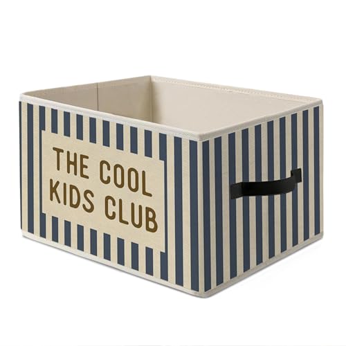 Vinatge Kids Playroom Storage Bins Box with Handles,Blue The Cool Kids Club Collapsible Basket Organizer for Classroom Boys Girls Room Bedroom Nursery Playroom Toys Books Clothes - color: club