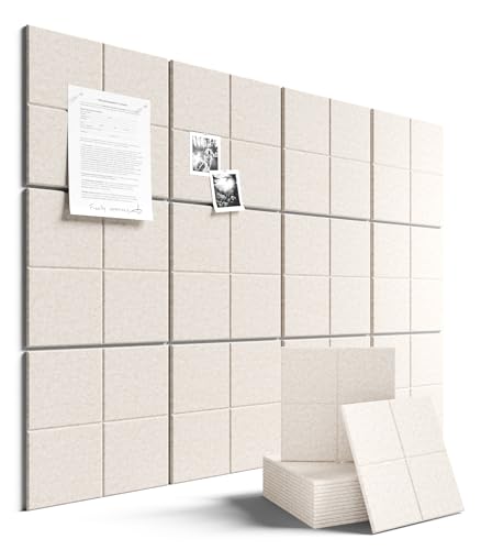 Large Felt Bulletin Board 48" x 36", 12-Pack 4-Compartment Wall Organizer, Cork Board Alternative with 70 Removable Adhesive Tabs, Modular Felt Panels for Home Office, Classroom and Study-Oatmeal - color: Oatmeal, size: 4-compartment 12-pack