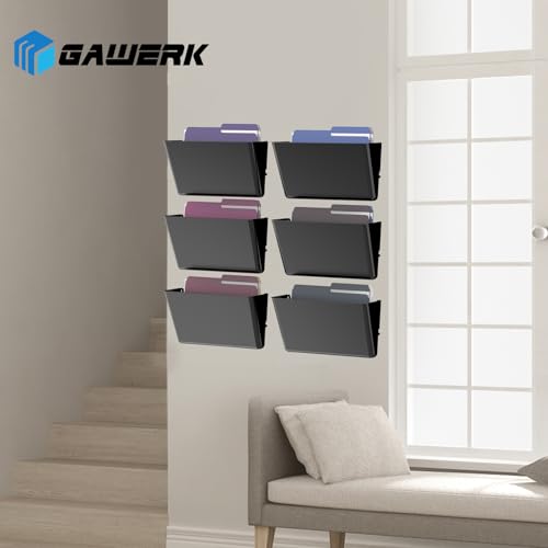 Gawerk Clear Acrylic Single Pocket, Plastic Hanging Wall Mount File Holder for Office Home (Black, 5 Pack) - color: Black, size: 5 Pack