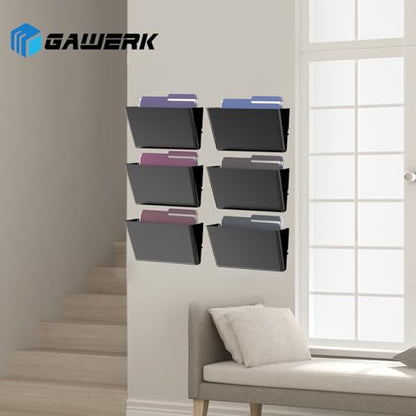 Gawerk Clear Acrylic Single Pocket, Plastic Hanging Wall Mount File Holder for Office Home (Black, 5 Pack) - color: Black, size: 5 Pack