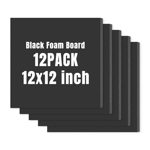 Golden State Art Foam Board 12x12-12 Pack - 1/8" Thick Black Poster Board Acid Free Foamboard for Paintings Prints, Art, Display, Crafts, Presentation and Projects - size: 12x12