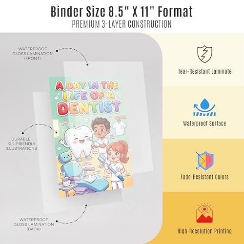 JELLY BEAN GENIUS Dentist and Veterinarian Mini Poster for Kids – Laminated Double-Sided Community Helpers Career Chart | 8.5x11 Binder Size Classroom Desk Decor - size: 8.5x11 Binder
