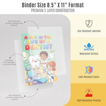 JELLY BEAN GENIUS Dentist and Veterinarian Mini Poster for Kids – Laminated Double-Sided Community Helpers Career Chart | 8.5x11 Binder Size Classroom Desk Decor - size: 8.5x11 Binder