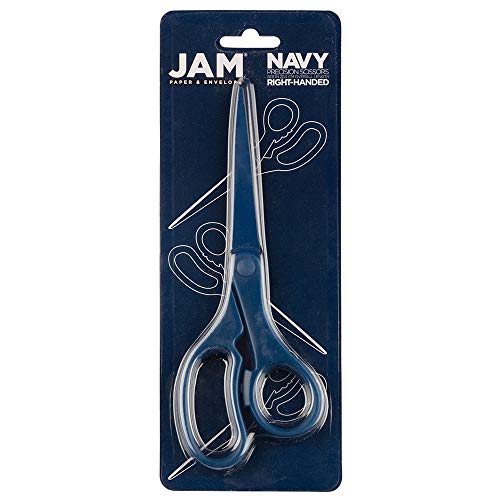 JAM PAPER Multi-Purpose Precision Scissors - 8 Inch - Navy Blue - Ergonomic Handle & Stainless Steel Blades - Sold Individually - color: Navy Blue, size: Standard (8 Inch)