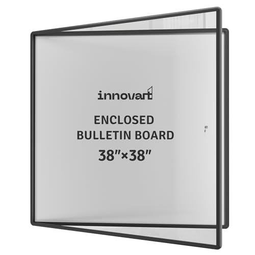 INNOVART 38”x38” Enclosed Bulletin Board, Weatherproof Dry Erase Board with Locking Swing-Open Door, Black Aluminum Frame Wall Mounted Enclosed Whiteboard for Home, School, Office, Commercial - color: Black Frame Dry Erase, size: 38"x38"