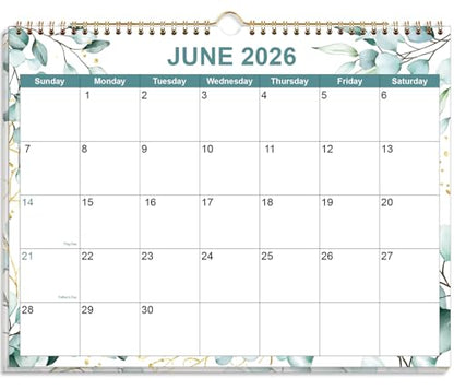 2026-2027 Calendar, Wall Calendar 2026-2027 from June 2026 - December 2027, 19 Months Calendar with Premium Paper, Twin-Wire Binding & Hanging Hook, 8.5" x 11", Green Leaf - color: Green Leaf, size: 8.5" x 11"