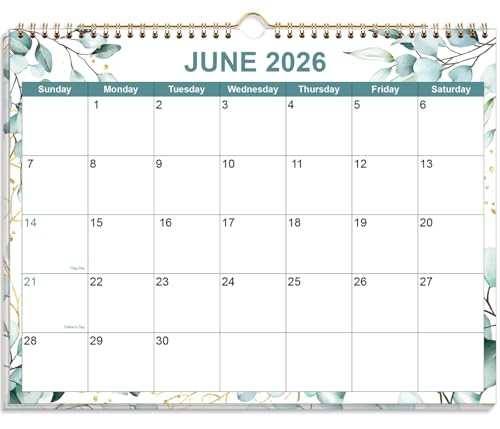 2026-2027 Calendar, Wall Calendar 2026-2027 from June 2026 - December 2027, 19 Months Calendar with Premium Paper, Twin-Wire Binding & Hanging Hook, 8.5" x 11", Green Leaf - color: Green Leaf, size: 8.5" x 11"