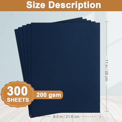 Silunkia 300 Sheets Navy Blue Cardstock 8.5 x 11 Crafts Paper, 75lb Heavyweight Dark Blue Paper Card Stock for Cards Making, Menus, Office Printer, Greeting Cards, Wedding Invitations - color: Navy Blue, size: 300 Sheets