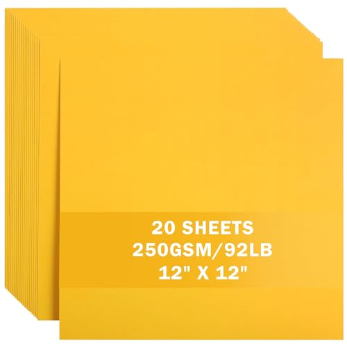 20 Sheets Golden Yellow Cardstock 12" x 12" Card Stock 250gsm/92lb Thick Construction Paper for Cricut, Scrapbook, Crafts, Card Making UAP34GY20 - color: Golden Yellow
