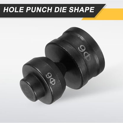 HARFINGTON Hydraulic Hole Punch Die 6mm Round Hole 40Cr Steel Electric Punching Kit for CH-60 Electric Punching Machine, Black - size: 6mm