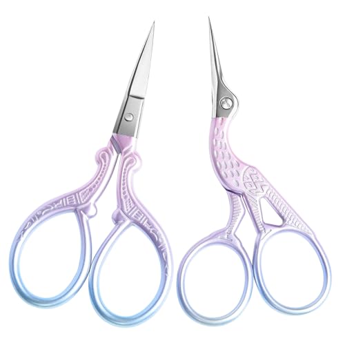 AQUEENLY Embroidery Scissors 2 Pcs Small Sewing Scissors Sharp Stainless Steel 3.6 Inches for Artwork, Crochet, Needlework, Threading, Pink - color: Pink