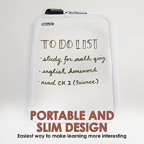 BAZIC Products Dry Erase Board with Marker, 8.5 x 11 in, 2-Pack | dry erase marker included, notes, plans, drawing, reminders - size: 2-Pack