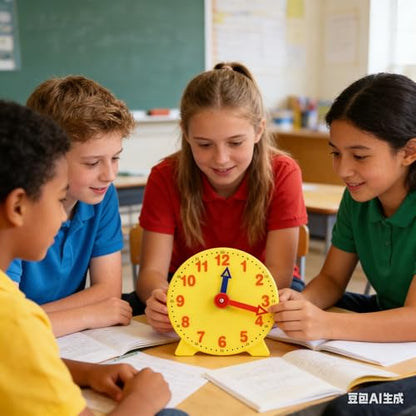 4 inch Teaching Clock, Learning Tell Time Analog Clock Demonstration 12 Hour 2 Pointers for Classroom Teacher