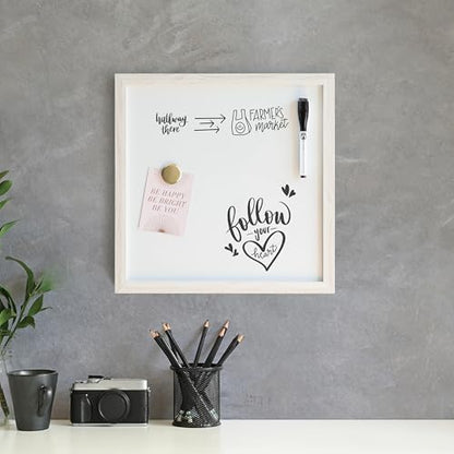U Brands Rustic Dry Erase Board with White Wooden Frame, Office Supplies, 14” x 14” - style: Dry Erase Board