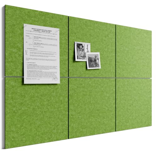 Bumusty Large Cork Board 36" x 24" Alternative - 6 Pack Felt Wall Tiles with 40 Safe Removable Adhesive Tabs, 30 Pushpins, Cork Boards for Walls Pin Board Bulletin Board Office Decor (Kelly Green) - color: Kelly Green, size: Solid tile 6-pack