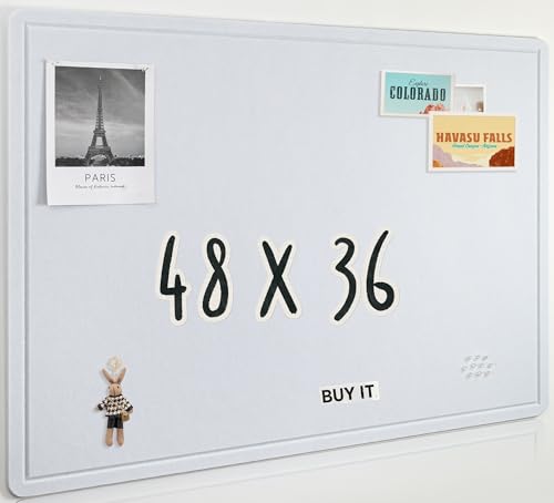 AKTOP White Cork Bulletin Board 48" x 36", Large Foldable Felt Notice Pin Board for Wall, 4' x 3' Decorative Corkboard Photo Board with Self-Adhesive Tape for Office, School & Home, 25 Pushpins - color: White, size: 48" x 36"