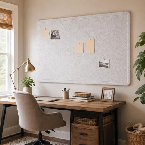 Felt Bulletin Board for Wall 72" x 48" Unfolded Size, Large Frameless Felt Pin Board, Soft Cork Board Alternative for Office, Home Planning, Notes, Photos & Wall Decor, Foldable Shipping, Easy Install - color: Light Grey, size: 72" x 48"
