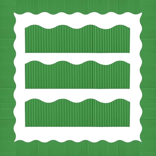 Containlol 118ft Corrugated Bulletin Board Borders, Green Ribbed Scalloped Borders Trim, Poster Board Decoration for Summer Back to School Classroom Office Chalkboard Whiteboard Wall - color: Jade Green, size: 118ft