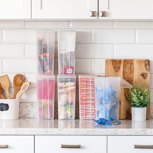IRIS USA Vertical Storage Bins with Lids |Made in USA| Flip Top Containers for Organizing Pantry, Office, Craft, and Study Supplies - Large (6-Pack) - size: Large - 6 Pack