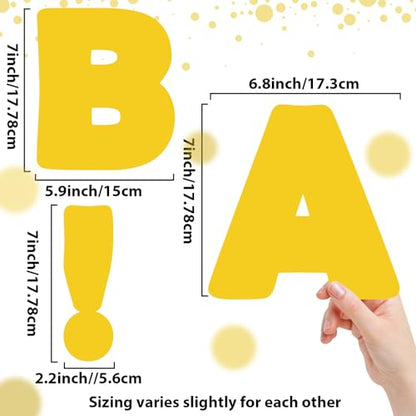 Qyeahkj 150 PCS Large 6" Font Bulletin Board Letters Pure Yellow Punctuation Cutouts Combo Set Letters Border Decoration for Classroom Alphabet Poster Wall Bulletin Board Display Home School Decor - style: Pure yellow