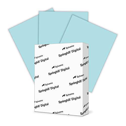 Springhill 8.5” x 11” Blue Colored Cardstock Paper, 65lb, 176gsm, 250 Sheets (1 Ream) – Premium Medium Weight Vellum Cardstock, Printer Paper with Textured Finish – 014052R - color: Blue, size: 1 Ream | 250 Sheets, style: Letter (8.5x11)