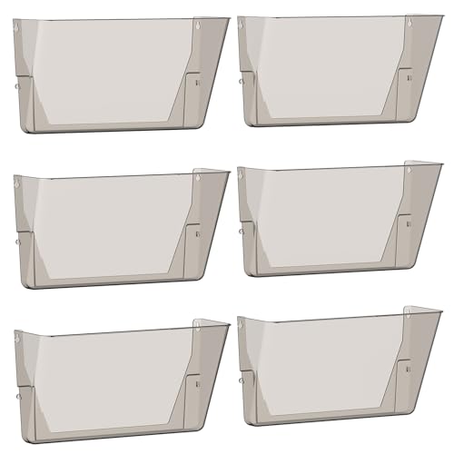 Gawerk Clear Acrylic Single Pocket, Plastic Hanging Wall Mount File Holder for Office Home (Gray, 6 Pack) - color: Gray, size: 6 Pack