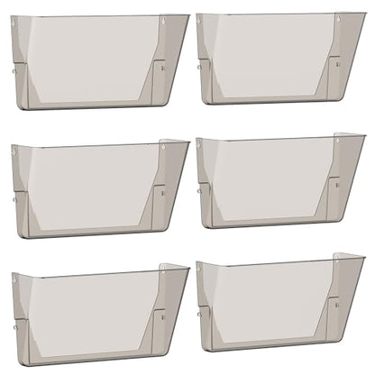 Gawerk Clear Acrylic Single Pocket, Plastic Hanging Wall Mount File Holder for Office Home (Gray, 6 Pack) - color: Gray, size: 6 Pack