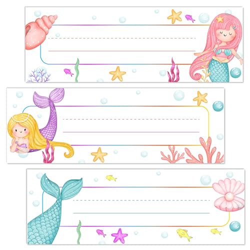 Mermaid Name Tags for Students - Under The Sea Name Plates for Classroom Desks, 30 Pack (07) - style: Mermaid