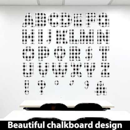 150 PCS Large 7" Bulletin Board Letters Set, Black White Checkered Classroom Alphabet Cutouts Letter for Bulletin Board Display Home School Class, A Great Helper to Inspire Students' Learning Interest - style: Black & white checkered
