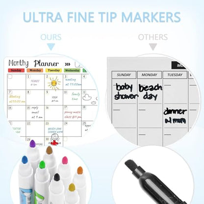 Hivillexun Magnetic Dry Erase Calendar Whiteboard Set (4-Pack) for Home and Kitchen, with Monthly and Weekly Views (16.5” x 11.8”), Magnetic Whiteboard and Daily Planners (12” x 8”) 8 Markers & Eraser - color: White Monthly/Weekly/Daily Planners Grocery L