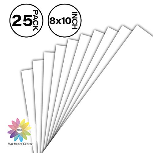 Mat Board Center, Pack of 25, 8x10 White Backing Boards, 4-Ply Thickness Cardboard for Picture/Photo/Framing Back Support - size: 8x10