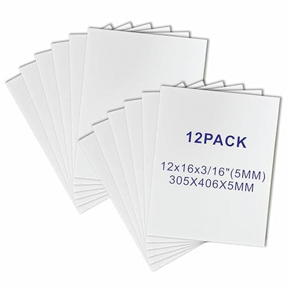 ZJCEASER Foam Core Board, 12 x 16, White, 3/16" Thick, 12 Pack | Poster Board, Sign Board, School Projects, Arts & Crafts, Framing - size: 12x16''