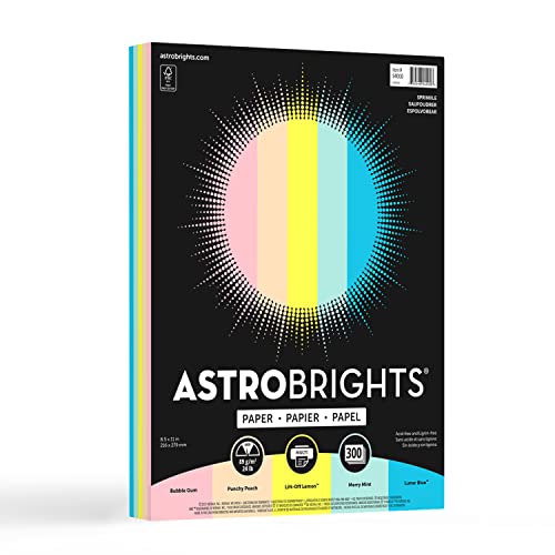 Astrobrights Color Paper, 8.5" x 11", 24 lb/89 gsm, Sprinkle 5-Color Assortment, 300 Sheets (94000) - size: 8.5 x 11 inches (Pack of 1)