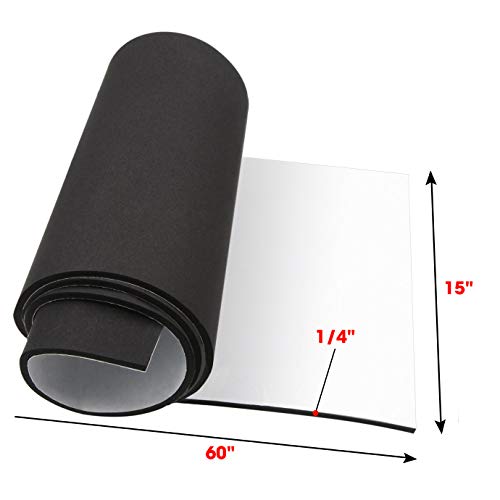 Dualplex Neoprene Sponge Foam Rubber Roll Adhesive, 15X60 Inches X 1/4" Thick, Perfect Cosplay Padding, DIY Project Sheet | Easy Cut Adhesive Multi-Function Soundproof Rubber Foam Sheet - size: 15X60 Inches X 1/4" Thick