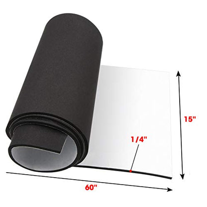 Dualplex Neoprene Sponge Foam Rubber Roll Adhesive, 15X60 Inches X 1/4" Thick, Perfect Cosplay Padding, DIY Project Sheet | Easy Cut Adhesive Multi-Function Soundproof Rubber Foam Sheet - size: 15X60 Inches X 1/4" Thick