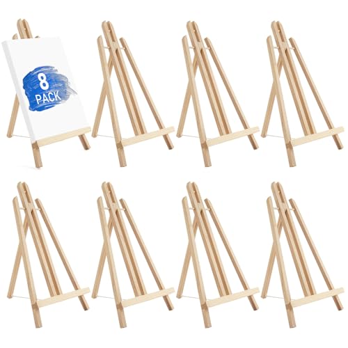 Falling in Art 16 Inch Wood Easel Stand, Tabletop Display Stand A-Frame Artist Easel for Painting Canvas, Portable Photo, Picture and Sign Holder (8 Pack) - style: 8 Pack
