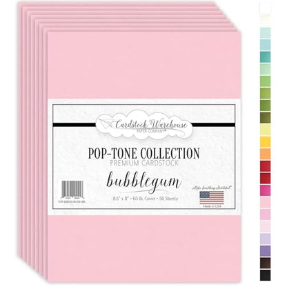Cardstock Warehouse Pop-Tone Bubblegum Pink Cardstock Paper – 50 Sheets, 8.5 x 11" - 65 lb / 175 GSM Premium Pink Card Stock for Die-cutting, Crafts, Printing, Card Making and DIY Projects - color: Bubblegum Pink