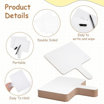 JJUNW 12 PCS 8 x 10 Inch Dry Erase Paddle, Handheld Wooden White Board Double Sided Dry Erase Signs Auction Paddles for Students Classroom Office Meeting Voting Answers Shower Games Party
