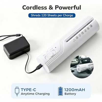 Mini Paper Shredder, Portable Paper Shredder for Home, 3-Sheet Strip Cut 4mm, Compact Paper Shredder with Forward & Reverse and Overheat Protection, Small Shredder for Desk and Home Office (L, White) - size: White