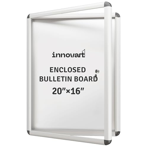 INNOVART 20”x16” Enclosed Bulletin Board, Weatherproof Dry Erase Board with Locking Swing-Open Door, Aluminum Frame Wall Mounted Enclosed Whiteboard for Home, School, Office, Commercial - color: Silver Frame Dry Erase, size: 20"x16"